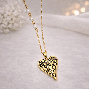 Halvlangt smykke antikk farge perler