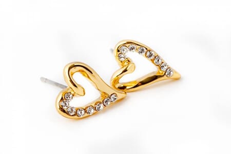 Øredobb hjerte gullfarget steiner