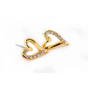 Øredobb hjerte gullfarget steiner